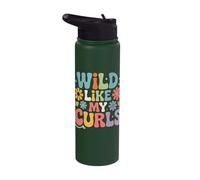 Wild Like My Curls Curly Haired Retro Vintage Floral Stainless Steel Insulated Water Bottle