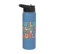 Wild Like My Curls Curly Haired Retro Vintage Floral Stainless Steel Insulated Water Bottle