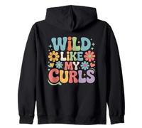 Wild Like My Curls Curly Haired Retro Vintage Floral Zip Hoodie