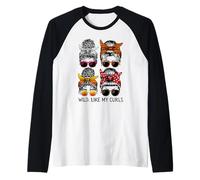 Wild Like My Curls I Love My Curls, Messy Bun Mom Girl Woman Raglan Baseball Tee