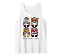 Wild Like My Curls I Love My Curls, Messy Bun Mom Girl Woman Tank Top