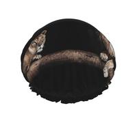 Wild Lion And Tiger Printed Double-Layer Shower Cap, Reusable Shower Cap, Suitable For Various Hair Lengths