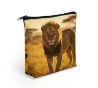 Wild Lion of The Wilderness Makeup Bag with Sturdy Zipper，Linen Material Storage Bag,Large Capacity And Multi-Purpose Cosmetic Bag for Daily Life, Travel, Outings, Business Trips And Other Occasions