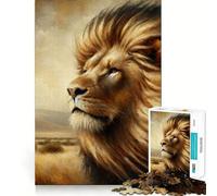 Wild Lion Oil Painting 1000 Piece Jigsaws for Adults Mind Train Fun Precision Cut Smooth Edges Absorbing Activity for Quiet Nights (50x75cm)