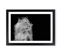 Wild Lioness in Abstract Framed Print | A2 Black Framed Wall Art | Ready to Hang | Abstract Fantasy Picture | Living Room Bedroom Lounge Office