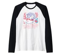 Wild Magic Snow Leopard Coral Fantasy Retro Wildlife Raglan Baseball Tee