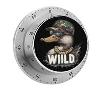 Wild Mallard Duck Animal 60 Minutes Wind Up Kitchen Timer Stainless Steel Countdown Mechanical Alarm for Cooking Workout