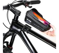 WILD MAN Quick Release Bike Frame Bag with TPU Touch Screen Top Tube Bike Phone Front Frame Bag for Mountain Road Bike MTB Cycling(E12X,Black)