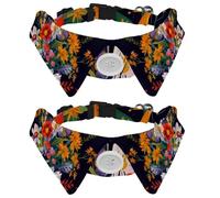 Wild Meadow Florals Flower Bouquet Dog Collar Bowtie, Comfortable Adjustable Dog Bow Tie Collar for Small Boys and Girls Pets