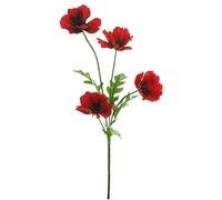 Wild Meadow Poppy Spray Silk Flower Stem with 4 Heads Quality Artificial Flowers In Red