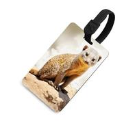 Wild Meerkats Luggage Tag Classic Personalized Repeated Luggage Tag Cute Unique Travel Essentials Identifiers for Women Men Baggage Backpack Handbag Suitcase, Black-style, One Size