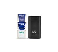 Wild - Mens Natural Refillable Deodorant Starter Kit - Black Case with Fresh Cotton & Sea Salt, Ocean Mist & Thunderstorm Scents - Long Lasting