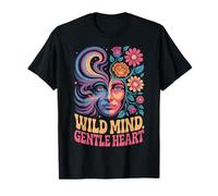 Wild Mind Gentle Heart Psychedelic Face Flowers T-Shirt
