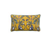 Wild Mirrored Creatures Digitally Printed Piped Cushion Wylder Tropics Yellow 30cm x 50cm