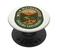 Wild Motherhood Raising Explorers Bear Patch Mom Mothers Day PopSockets Adhesive PopGrip