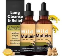 Wild Mullein Drops for Lungs, Mullein Leaf Extract for Lungs, Natural Wild Mullein Leaf Extract for Cough Control & Lung Cleanse Support, Natural Formula, for Men & Women (2Pcs, 60ml)