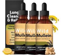 Wild Mullein Drops for Lungs, Mullein Leaf Extract for Lungs, Natural Wild Mullein Leaf Extract for Cough Control & Lung Cleanse Support, Natural Formula, for Men & Women (3Pcs, 60ml)