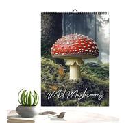 Wild Mushroom Calendar, Mushroom Wall Planner, Monthly Fungi Organizer, 12-Month Nature Schedule with Art Prints for Home, Office, School, Nursery, Planning, 11.22x8.27 inches