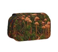 Wild Mushroom Double Layer Flip-Top Pencil Case,Large Capacity 50 Pens Organizer, Durable Polyester Stationery Holder for School, Art Travel (All-Over Print)