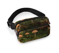 Wild Mushroom Fanny Pack Waterproof External Pocket Portable Waist Pack Outdoor Adjustable Strap Lightweight Waist Bag for Workout Traveling Casual Running Hiking Cycling