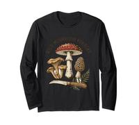 Wild Mushroom Forager Vintage Fungi Illustration Long Sleeve T-Shirt