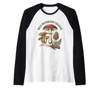 Wild Mushroom Forager Vintage Fungi Illustration Raglan Baseball Tee