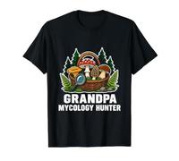 Wild Mushroom Hunter Grandpa Retro Forest Forager Badge. Value Graphic T-Shirt, Men, Black, S