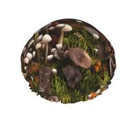 wild mushroom Print Double Layer Waterproof Shower Cap Women Men Reusable Bath Hair Caps Elastic Band