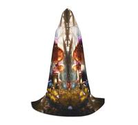Wild Mushroom Print Hooded Wizard Robe Halloween Cloak Medieval Renaissance Cosplay Christmas Party Outfits