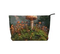 Wild Mushroom Printed Makeup Bag Corduroy Travel Cosmetic Bags Cosmetic Case Toiletry Bag Organizer for Women Mom Girls
