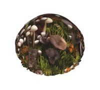 wild mushroom Printed Reusable Bathing Cap, Dual Layer Hair Cover For Long Thick Hair, 10.6in Headgear