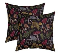 Wild Mushroom Throw Pillow Covers Autumn Fallen Palm Leaves Pillow Covers Soft Polyester for Living Room Cute Snail Animal Home Decor Cushion Case Pillowcase, 2 Pack 16"x16"