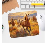 Wild Mustangs Design Mouse Pad - Premium Textured Waterproof Desk Mousepad with Washable Stitched Edge, Non-Slip Rubber Base for Gaming and Office Use