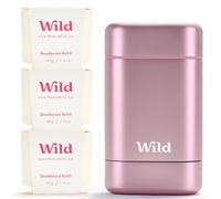 Wild Natural Deodorant for Women - Aluminium Free - Pink Case Starter Kit with 3 x Jasmine & Mandarin Refills (40g) - Vegan & Eco-Friendly - Long Lasting Protection - Natural Ingredients