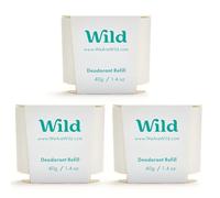 Wild - Natural Refillable Deodorant - Fresh Cotton & Sea Salt Refill Trio Pack - Vegan & Eco-Friendly - Aluminium Free - Long Lasting Protection - Natural Ingredients - 3 Pack of 40g Refills