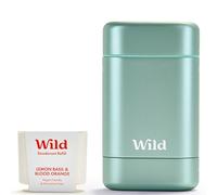 Wild - Natural Refillable Deodorant Starter Kit with Aqua Case and Lemon Basil & Blood Orange Scented Refill (40g) - Aluminium Free - Long Lasting Protection - Vegan
