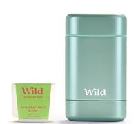 Wild Natural Refillable Deodorant Starter Kit with Aqua Case and Pink Grapefruit & Lime Scented Refill (40g) - Aluminium Free - Long Lasting Protection - Vegan