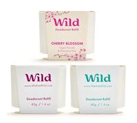 Wild - Natural Refillable Deodorant Variety Pack - Aluminium Free - Scents Include Fresh Cotton & Sea Salt, Cherry Blossom and Coconut & Vanilla Scents - Long Lasting Protection