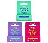 Wild Natural Refillable Lip Balm - 3 Pack of Lip Balm Refills in a Variety of Scents - Includes Passionfruit Swirl, Original and Coconut & Vanilla Scents - Beeswax Free