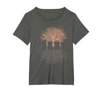 Wild Nature Wildlife Trees Reflection Outdoor Forest T-Shirt, Women's Plus, Asphalt Grey, 3X
