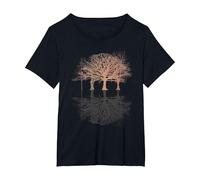 Wild Nature Wildlife Trees Reflection Outdoor Forest T-Shirt, Women's Plus, Black, 5X