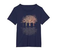 Wild Nature Wildlife Trees Reflection Outdoor Forest T-Shirt, Women's Plus, Navy Blue, 2X