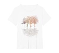 Wild Nature Wildlife Trees Reflection Outdoor Forest T-Shirt, Women's Plus, White, 2X