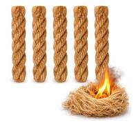 Wild North Goods - Natural Fire Lighters - Wax Infused Jute Rope Fire Starters (5 Pack) - Waterproof Long Burn Firelighters for BBQ, Camping, Wood Burner, Stove & Fireplace