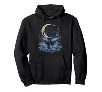 Wild & Ocean Free Whale Moon Coastal Nautical Pullover Hoodie