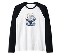 Wild & Ocean Free Whale Moon Coastal Nautical Raglan Baseball Tee