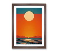 Wild Ocean Sunset Abstract Framed Print for Living Room Bedroom Home Office Décor, Wall Art Picture Ready to Hang, Walnut A2 Frame (64 x 46 cm)