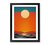 Wild Ocean Sunset Abstract Framed Print for Living Room Bedroom Home Office Décor, Wall Art Picture Ready to Hang, Black A4 Frame (34 x 25 cm)