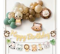 Wild One Birthday Decorations,Jungle Safari Birthday Balloons 43PCS Set for Kids Baby Shower Animal Theme Birthday Party Decorations with Banner