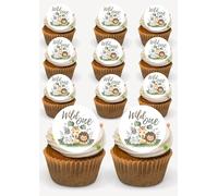 Wild One Cupcake Toppers Jungle Animal One Cupcake Picks 1st Birthday Baby Shower Cake Decorations Jungle Safari Theme Kids Birthday Party Supplies Decorations 24 Pcs per pack Precut